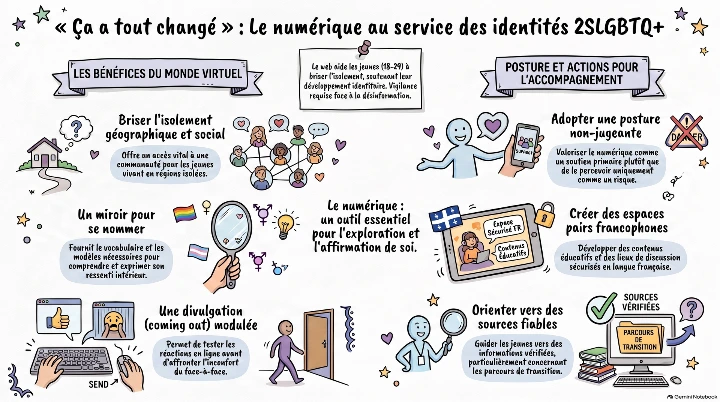 Ça a tout changé » : Les espaces numériques comme atout pour l’exploration et l’affirmation identitaire des jeunes adultes 2SLGBTQ+. Ça a tout changé » : Les espaces numériques comme atout pour l’exploration et l’affirmation identitaire des jeunes adultes 2SLGBTQ+.